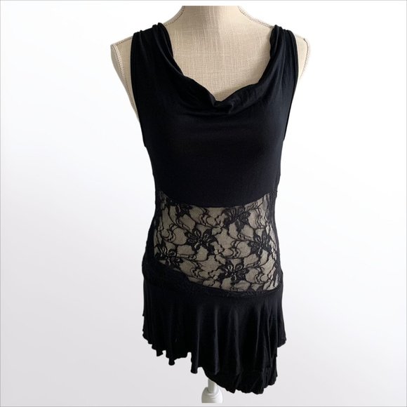 Women's Black Yandy Long Dressy Tank Top - Picture 1 of 4